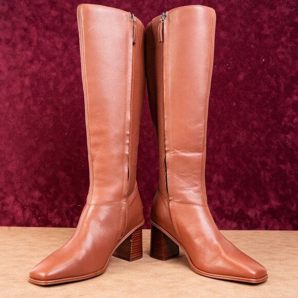 Seychelles Women Vara Brown Leather Riding Square Toe Fashion Tall Boots sz 8 - Picture 2 of 11